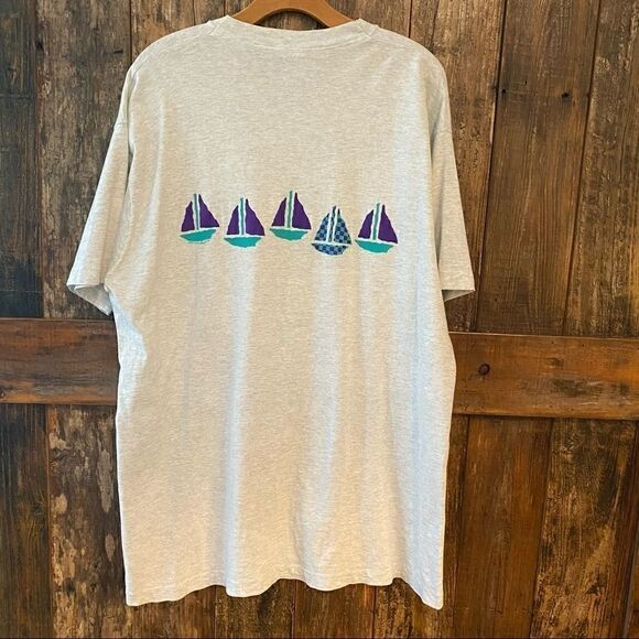 Fruit of the Loom Left Coast Single Stitch XL 1988 Gray Sailboat Cotton T-shirt - Picture 3 of 13